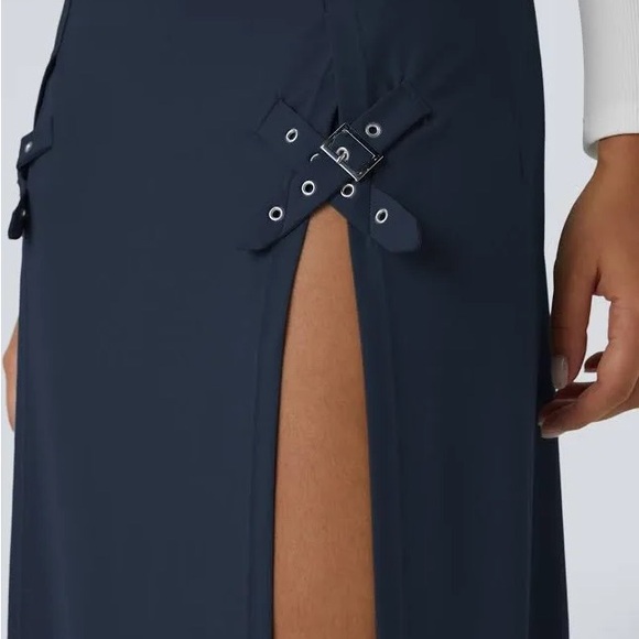 HALARA Navy Maxi Skirt with Slits - Picture 6 of 6